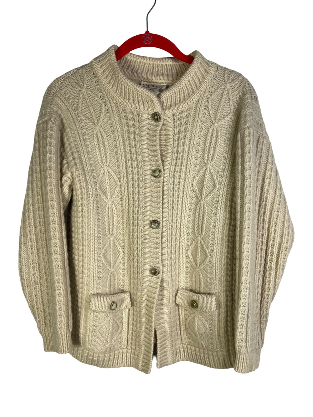 Gaeltarra Harrods Sweater Womens Aran Vintage Wool Ireland Classic Cardigan